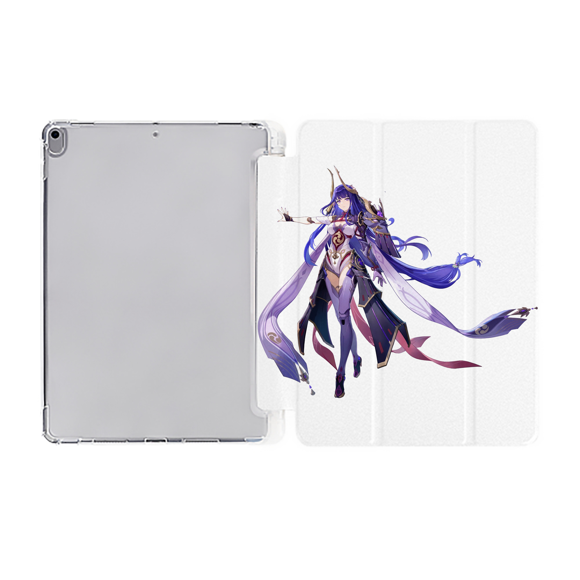 げんし神 雷電将軍 らいでんしょうぐん genshin Raiden Shogun IPad ケース ペン収納付き 三つ折りスタンド PUレザー×シリコン 対応機種9.5/10.5/10.9インチ